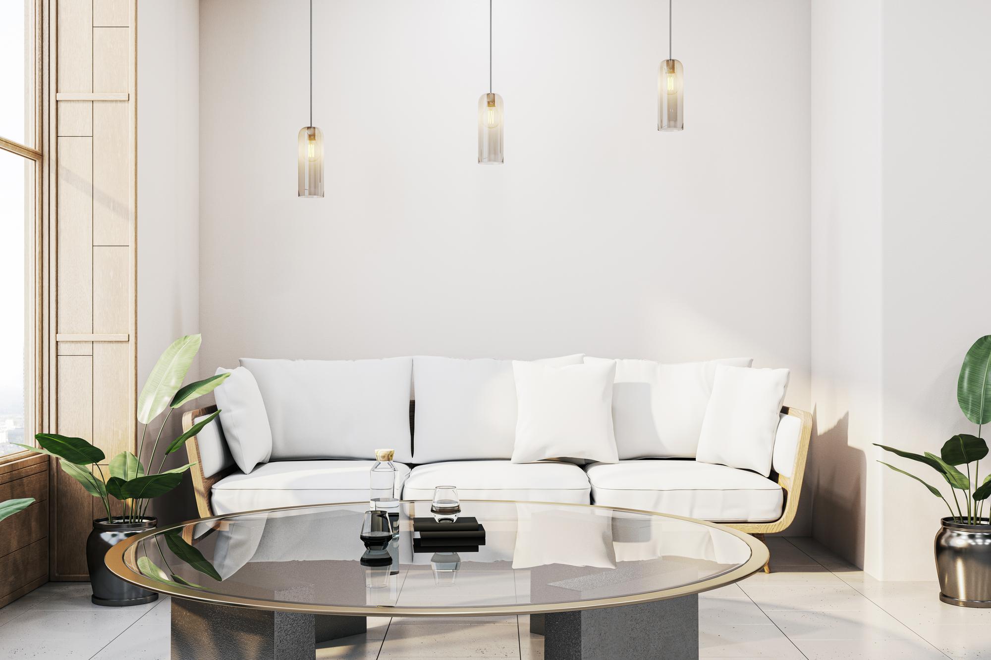 Interior elegant de living într-un apartament de lux